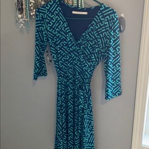 Geo Pattern Navy Blue and green dress